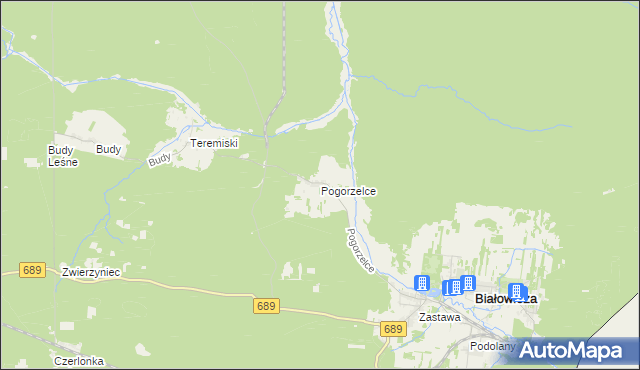 mapa Pogorzelce, Pogorzelce na mapie Targeo