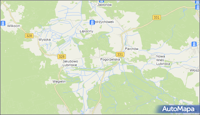 mapa Pogorzeliska, Pogorzeliska na mapie Targeo