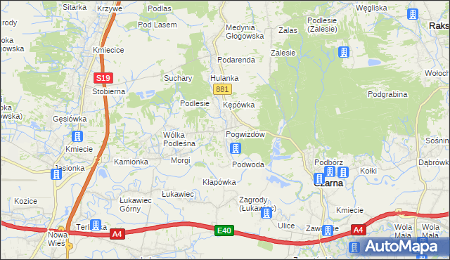 mapa Pogwizdów gmina Czarna, Pogwizdów gmina Czarna na mapie Targeo