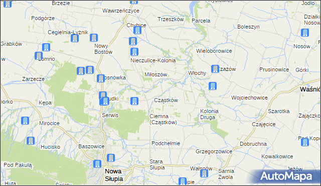mapa Pokrzywianka gmina Nowa Słupia, Pokrzywianka gmina Nowa Słupia na mapie Targeo