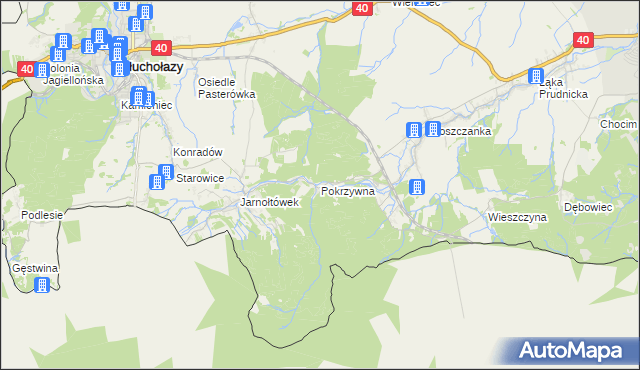 mapa Pokrzywna gmina Głuchołazy, Pokrzywna gmina Głuchołazy na mapie Targeo