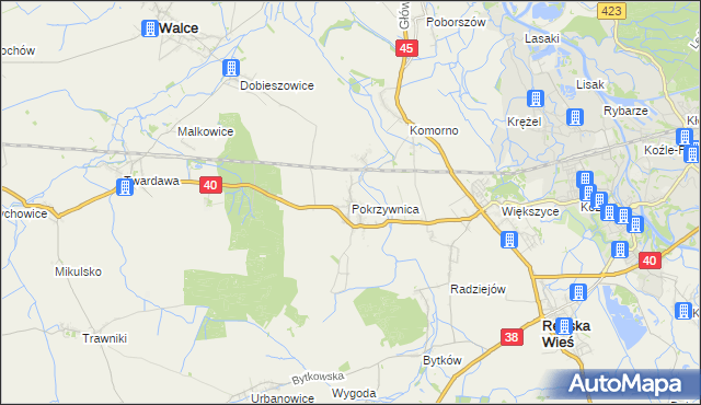 mapa Pokrzywnica gmina Reńska Wieś, Pokrzywnica gmina Reńska Wieś na mapie Targeo