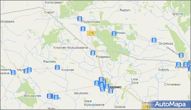 mapa Połajewko, Połajewko na mapie Targeo