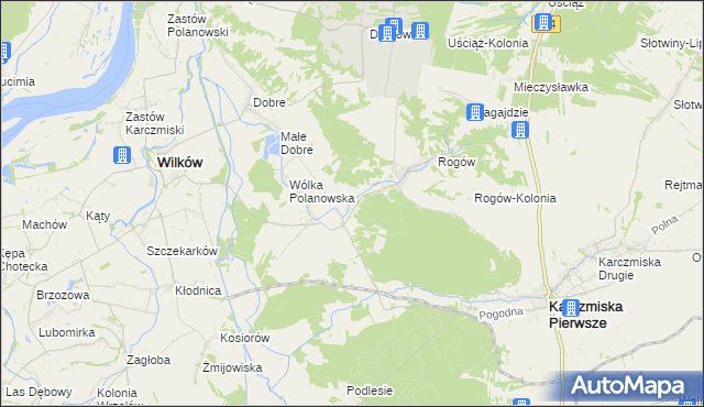 mapa Polanówka gmina Wilków, Polanówka gmina Wilków na mapie Targeo