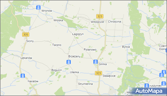 mapa Polanowo gmina Góra, Polanowo gmina Góra na mapie Targeo