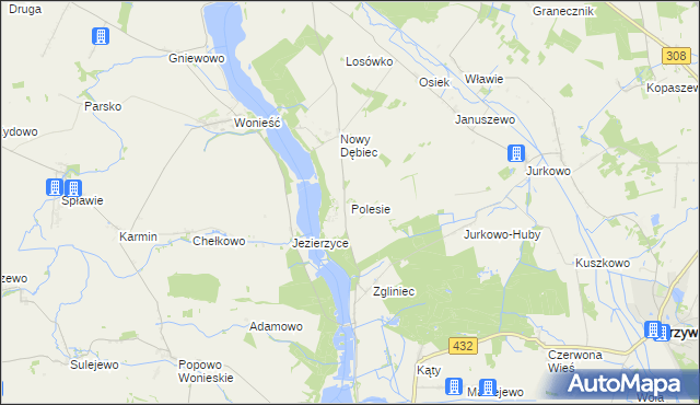 mapa Polesie gmina Krzywiń, Polesie gmina Krzywiń na mapie Targeo