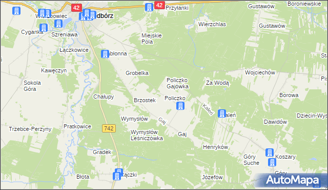 mapa Policzko, Policzko na mapie Targeo