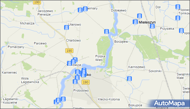 mapa Polska Wieś gmina Kłecko, Polska Wieś gmina Kłecko na mapie Targeo