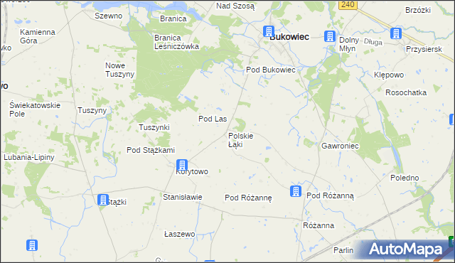 mapa Polskie Łąki, Polskie Łąki na mapie Targeo