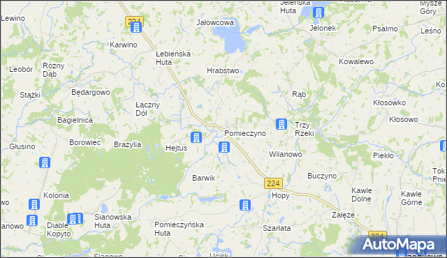 mapa Pomieczyno, Pomieczyno na mapie Targeo