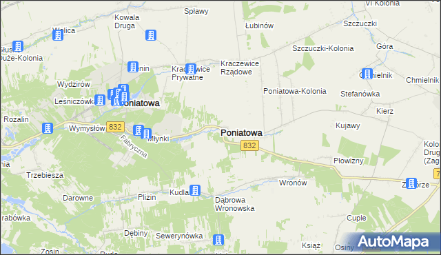 mapa Poniatowa powiat opolski, Poniatowa powiat opolski na mapie Targeo