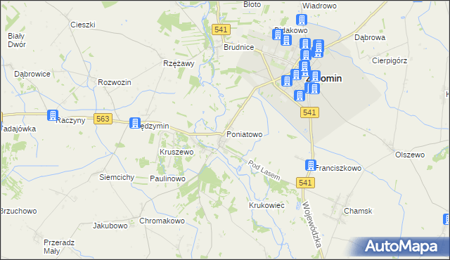 mapa Poniatowo gmina Żuromin, Poniatowo gmina Żuromin na mapie Targeo