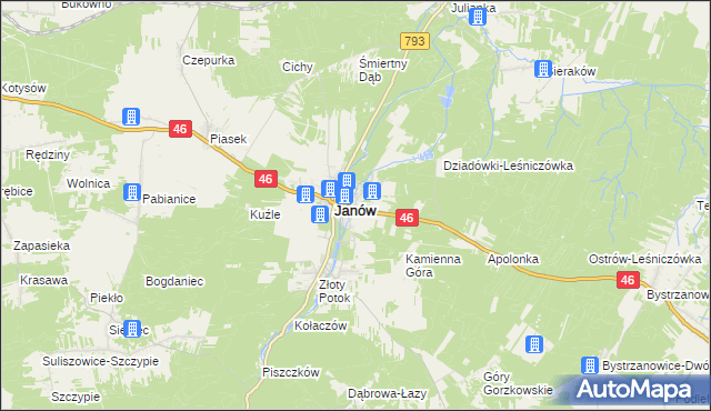 mapa Ponik gmina Janów, Ponik gmina Janów na mapie Targeo