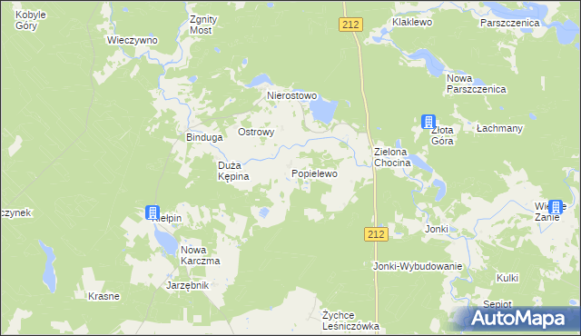 mapa Popielewo gmina Konarzyny, Popielewo gmina Konarzyny na mapie Targeo