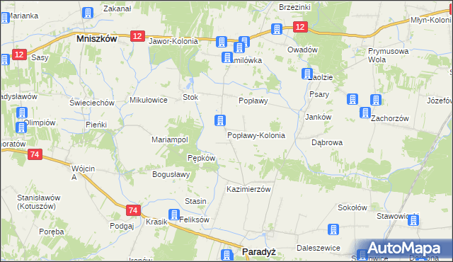 mapa Popławy-Kolonia, Popławy-Kolonia na mapie Targeo