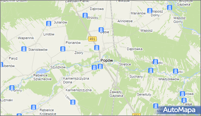 mapa Popów powiat kłobucki, Popów powiat kłobucki na mapie Targeo