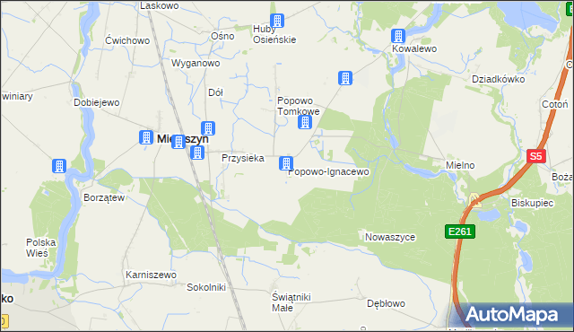 mapa Popowo-Ignacewo, Popowo-Ignacewo na mapie Targeo