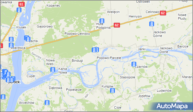 mapa Popowo-Parcele, Popowo-Parcele na mapie Targeo