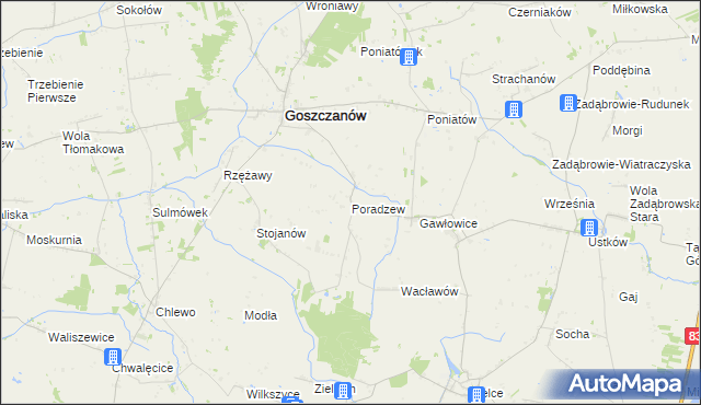 mapa Poradzew, Poradzew na mapie Targeo