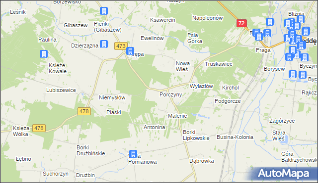 mapa Porczyny, Porczyny na mapie Targeo