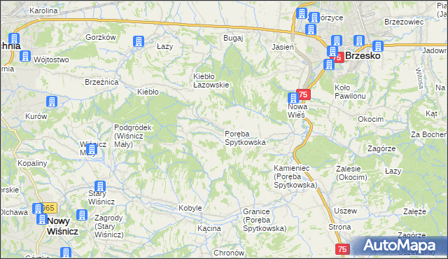 mapa Poręba Spytkowska, Poręba Spytkowska na mapie Targeo