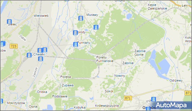 mapa Poręby Furmańskie, Poręby Furmańskie na mapie Targeo