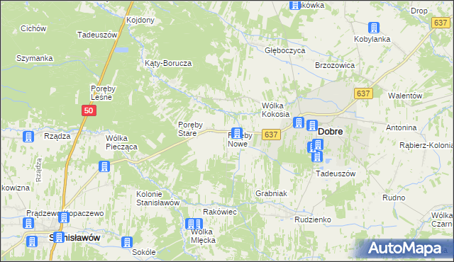 mapa Poręby Nowe, Poręby Nowe na mapie Targeo