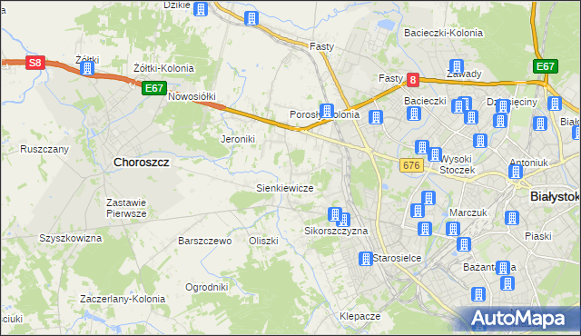 mapa Porosły, Porosły na mapie Targeo