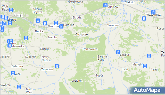 mapa Porzewnica, Porzewnica na mapie Targeo