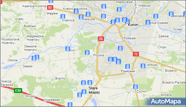 mapa Posoka gmina Stare Miasto, Posoka gmina Stare Miasto na mapie Targeo