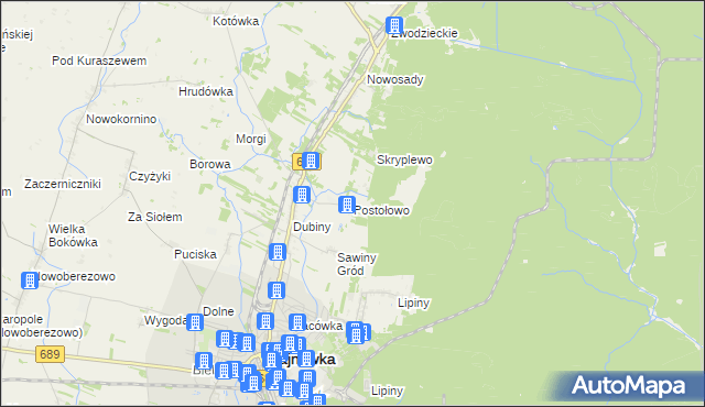 mapa Postołowo gmina Hajnówka, Postołowo gmina Hajnówka na mapie Targeo