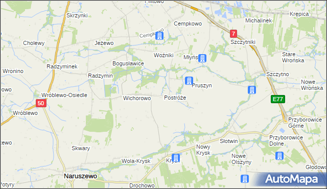 mapa Postróże, Postróże na mapie Targeo