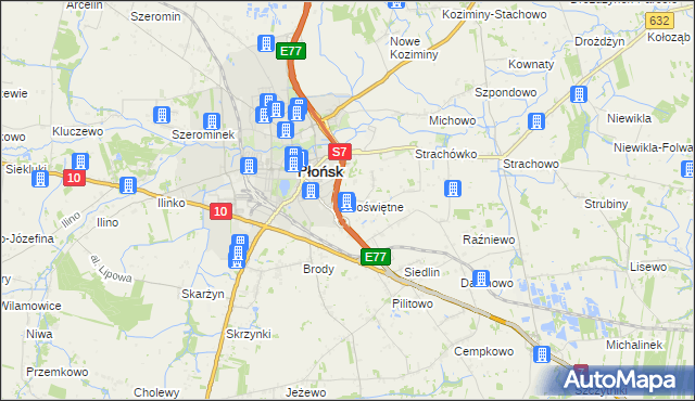 mapa Poświętne gmina Płońsk, Poświętne gmina Płońsk na mapie Targeo