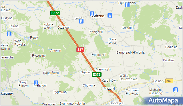 mapa Potaszniki, Potaszniki na mapie Targeo