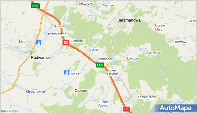 mapa Potoczek gmina Jerzmanowa, Potoczek gmina Jerzmanowa na mapie Targeo
