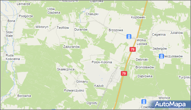 mapa Potok gmina Ożarów, Potok gmina Ożarów na mapie Targeo