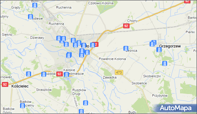 mapa Powiercie-Kolonia, Powiercie-Kolonia na mapie Targeo