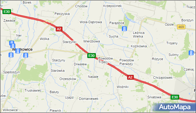 mapa Powodów Trzeci, Powodów Trzeci na mapie Targeo