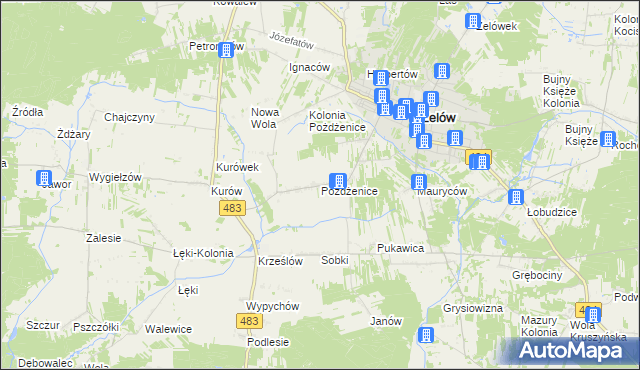 mapa Pożdżenice, Pożdżenice na mapie Targeo