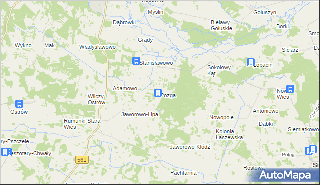 mapa Pozga, Pozga na mapie Targeo