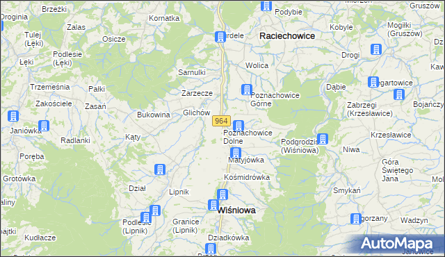 mapa Poznachowice Dolne, Poznachowice Dolne na mapie Targeo