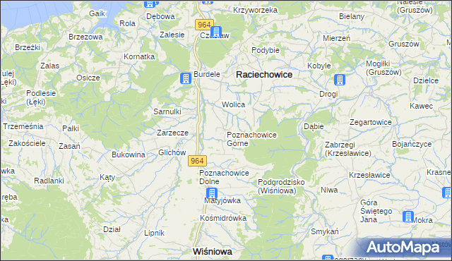 mapa Poznachowice Górne, Poznachowice Górne na mapie Targeo