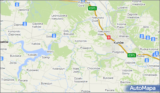 mapa Prawęcin, Prawęcin na mapie Targeo