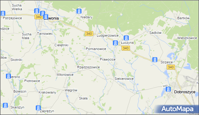 mapa Prawocice, Prawocice na mapie Targeo