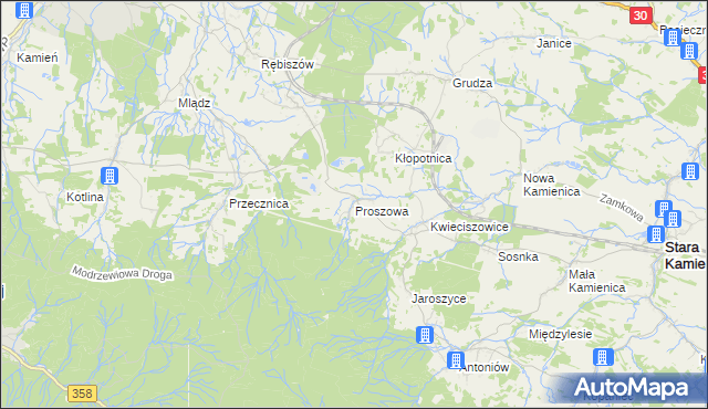 mapa Proszowa, Proszowa na mapie Targeo