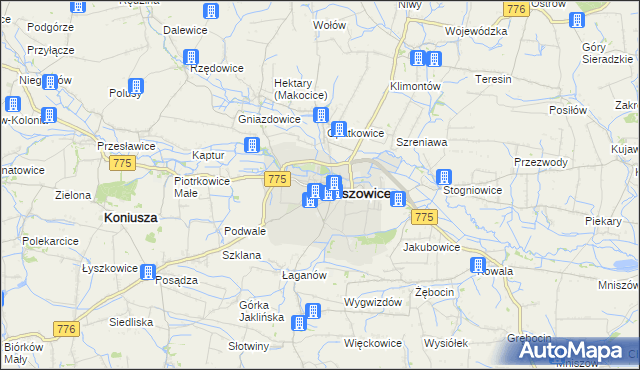 mapa Proszowice, Proszowice na mapie Targeo