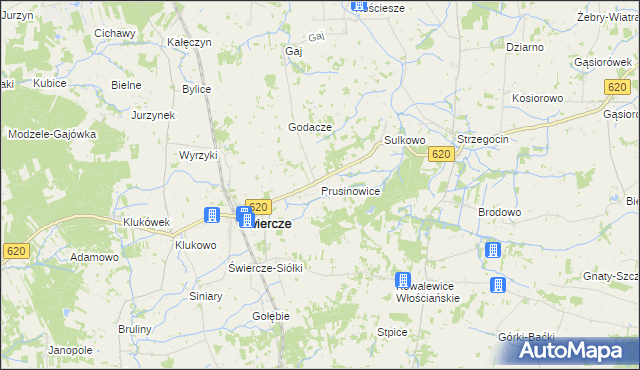 mapa Prusinowice gmina Świercze, Prusinowice gmina Świercze na mapie Targeo