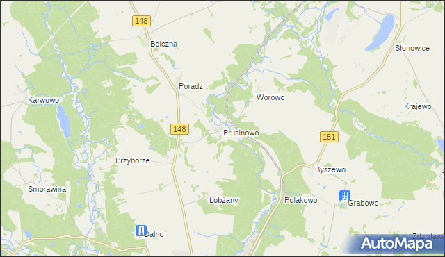 mapa Prusinowo gmina Łobez, Prusinowo gmina Łobez na mapie Targeo