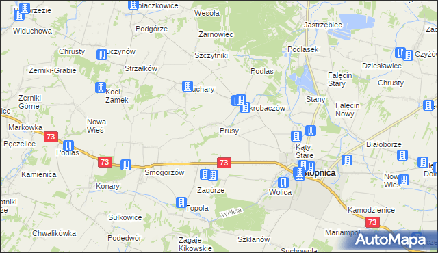 mapa Prusy gmina Stopnica, Prusy gmina Stopnica na mapie Targeo