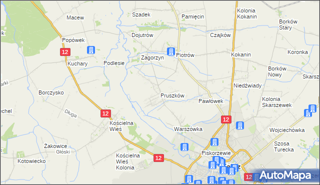 mapa Pruszków gmina Blizanów, Pruszków gmina Blizanów na mapie Targeo